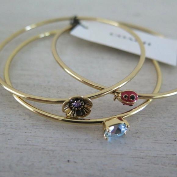 COACH 3 Piece Set Gold Crystal Bangles - Picture 4 of 4